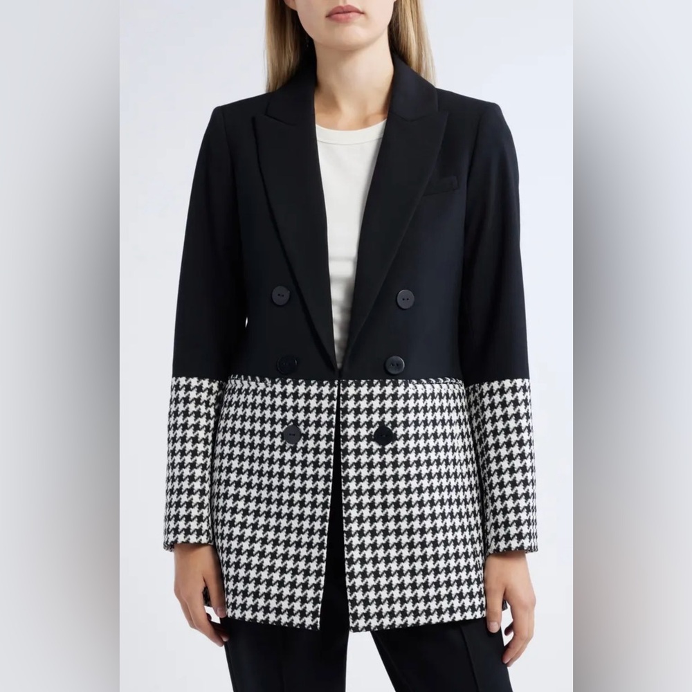 NWT Tahari ASL houndstooth color block blazer/jacket